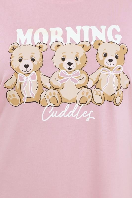Evans YOURS Curve Pink 'Morning Cuddles' Teddy Print Midaxi Nightdress