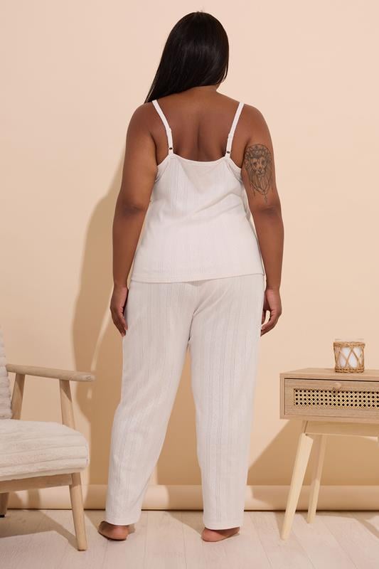 Evans YOURS Curve Pink Pointelle Wide Leg Pyjama Set