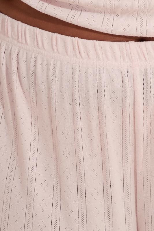 Evans YOURS Curve Pink Pointelle Wide Leg Pyjama Set