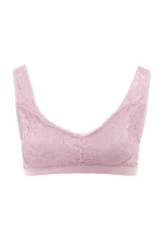 Evans YOURS Curve Pink Seamless Lace Padded Non-Wired Bralette