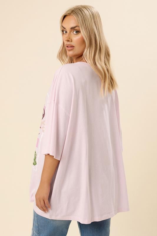 Evans YOURS Curve Pink 'Summer Spritz' Oversized T-Shirt