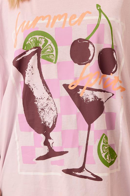 Evans YOURS Curve Pink 'Summer Spritz' Oversized T-Shirt