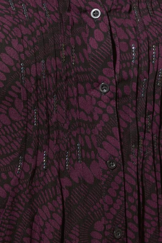 Evans YOURS Curve Purple Abstract Print Pintuck Blouse
