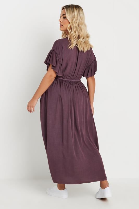 Evans YOURS Curve Purple Button Chambray Maxi Dress