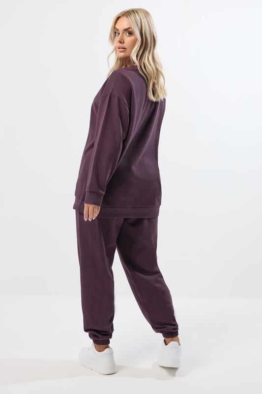 Evans YOURS Curve Purple Crew Neck Sweatshirt & Jogger Set