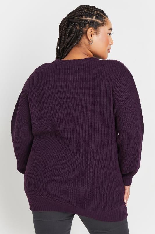 Evans YOURS Curve Purple Diamante Embellished Knitted Jumper