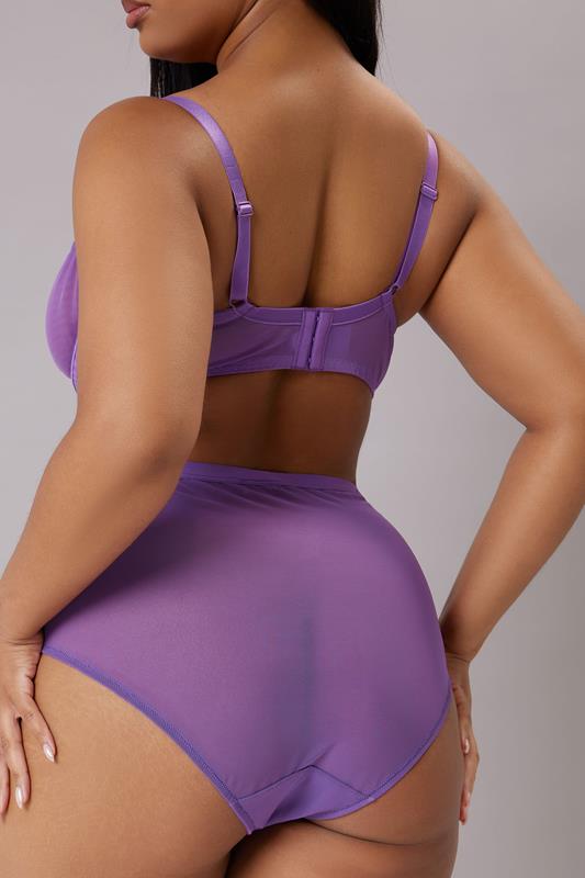 Evans YOURS Curve Purple Floral Embroidered Underwired Bra