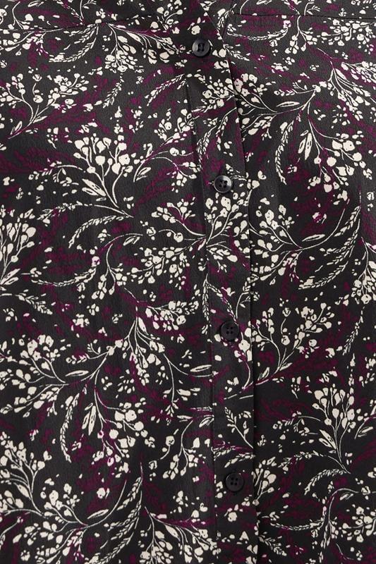 Evans YOURS Curve Purple Floral Print Notch Neck Blouse