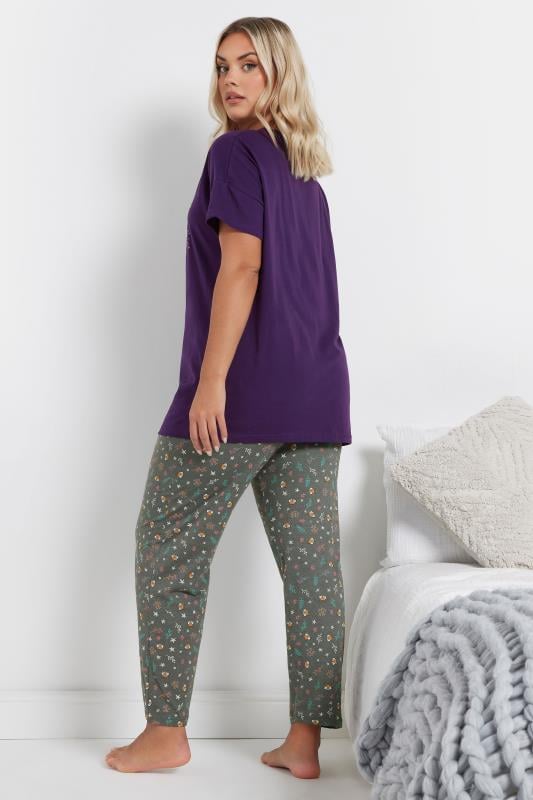 Evans YOURS Curve Purple 'Goodnight Sleep Tight' Slogan Pyjama Set