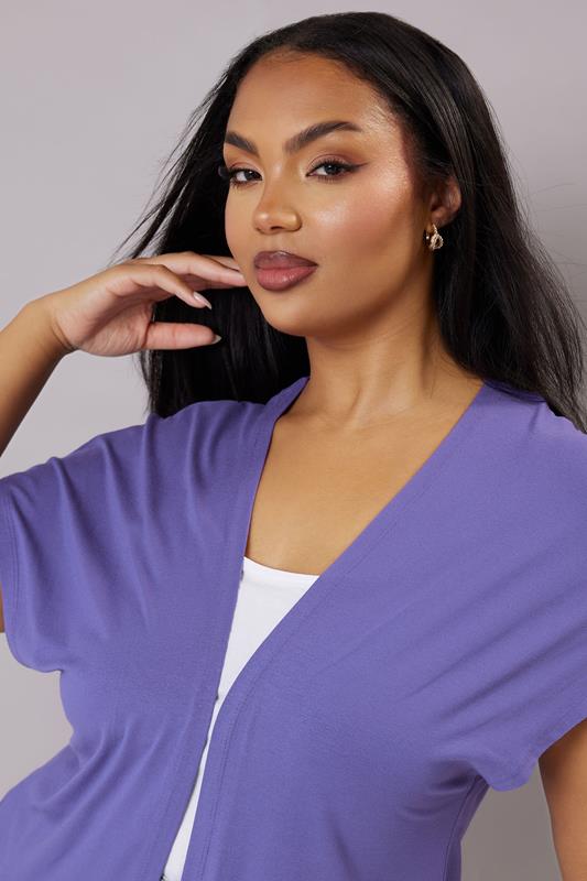 Evans YOURS Curve Purple Grown On Sleeve Jersey Cardigan