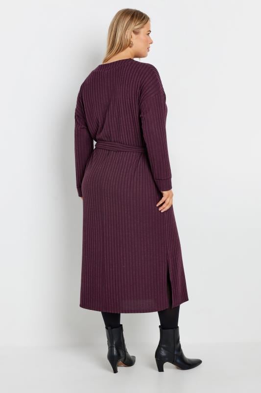 Evans YOURS Curve Purple High Neck Knitted Midi Dress