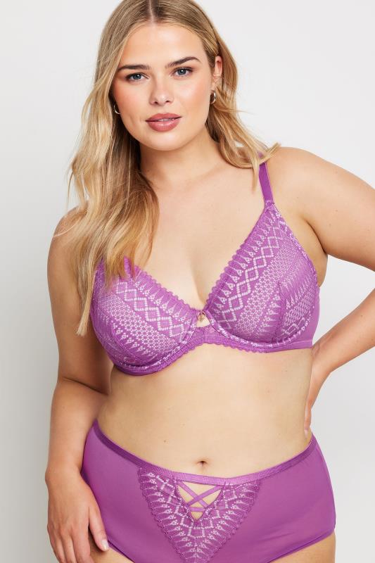 Evans YOURS Curve Purple Lace Detail Non-Padded Bra