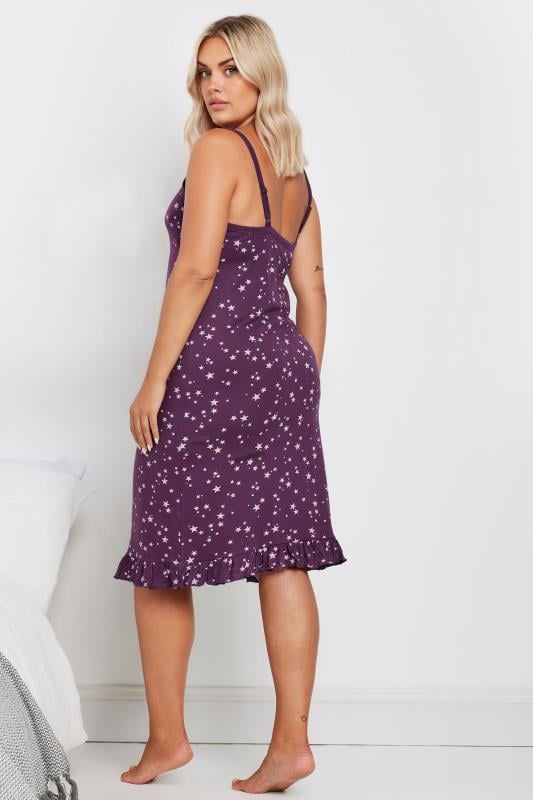 Evans YOURS Curve Purple Scattered Star Print Chemise