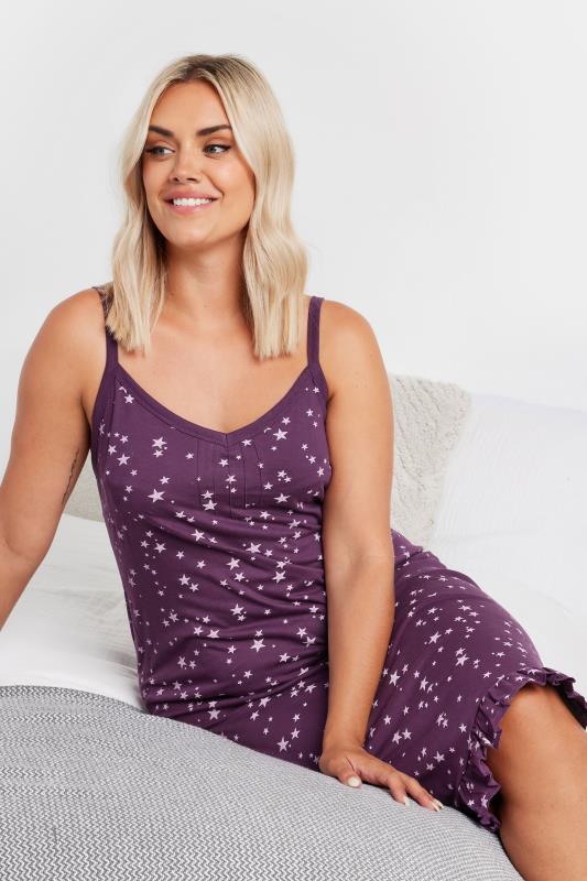 evans YOURS Curve Purple Scattered Star Print Chemise
