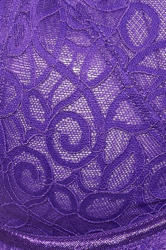 Evans YOURS Curve Purple Swirl Lace Strap Detail Underwired Bra