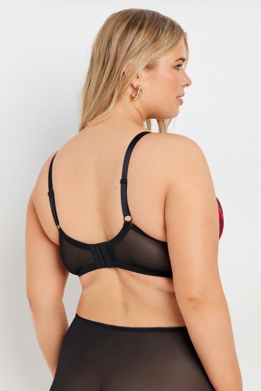 Evans YOURS Curve Red & Black Lace Strap Detail Plunge Bra