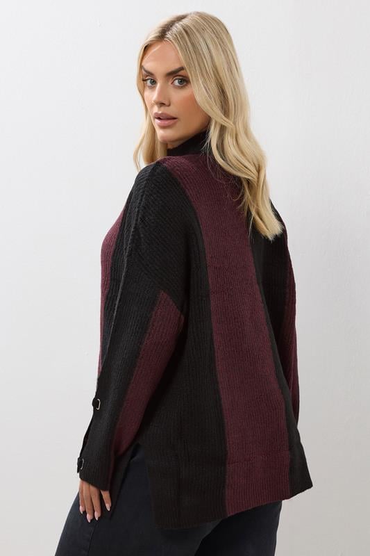 Evans YOURS Curve Red & Black Vertical Stripe Knitted Jumper