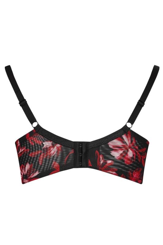 Evans YOURS Curve Red Floral Print Non-Padded Underwired Bra