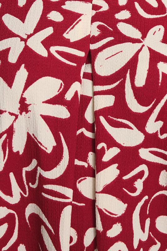 Evans YOURS Curve Red Floral Textured Pleat Front Top