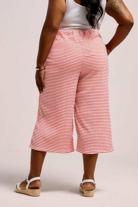 Evans YOURS Curve Red Gingham Textured Midaxi Culottes