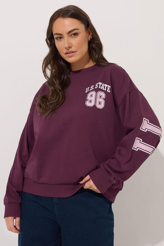 Evans YOURS Curve Red 'Illinois' Back Print Sweatshirt