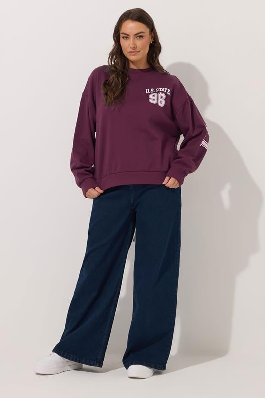 Evans YOURS Curve Red 'Illinois' Back Print Sweatshirt