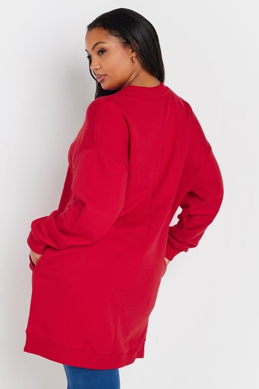 Evans YOURS Curve Red Long Sleeve Longline Sweatshirt