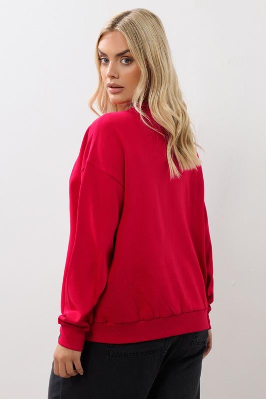 Evans YOURS Curve Red 'Not My Problem' Slogan Sweatshirt