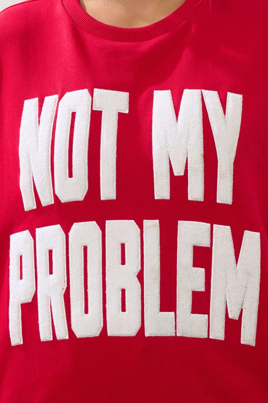 Evans YOURS Curve Red 'Not My Problem' Slogan Sweatshirt