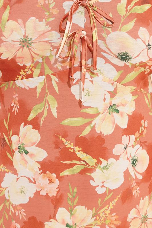 Evans YOURS Curve Rust Brown Floral Bow Front Maxi Dress