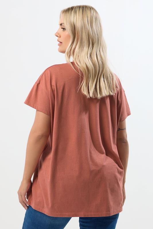 Evans YOURS Curve Rust Orange 'Choose Happiness' Mandala T-Shirt