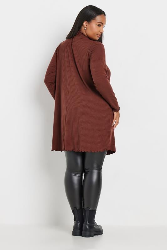 Evans YOURS Curve Rust Orange Long Sleeve Lettuce Edge Tunic Dress