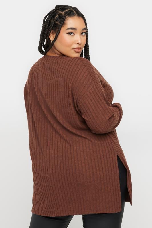 Evans YOURS Curve Rust Orange Side Split High Neck Jumper
