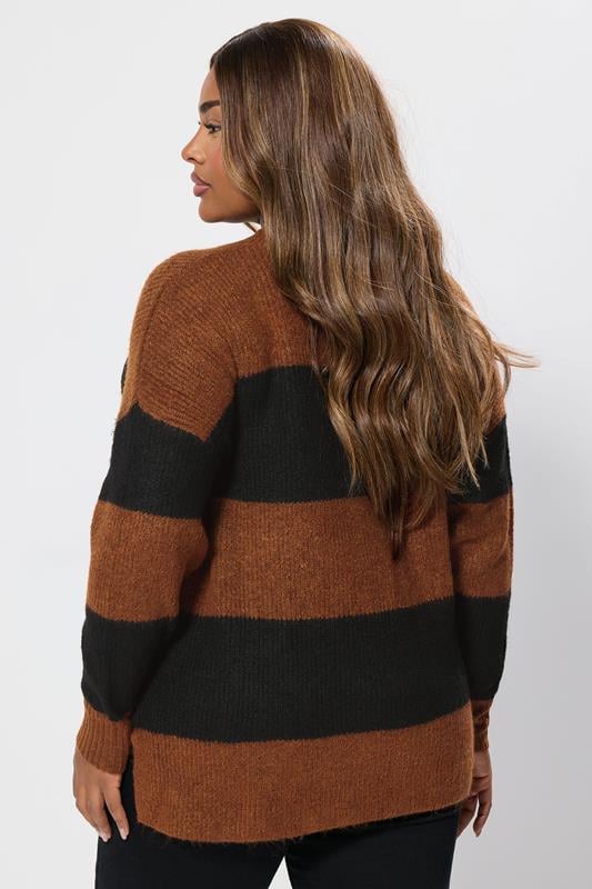 Evans YOURS Curve Rust Orange Striped Knitted Jumper