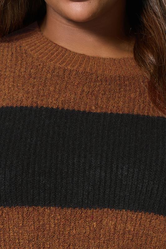 Evans YOURS Curve Rust Orange Striped Knitted Jumper