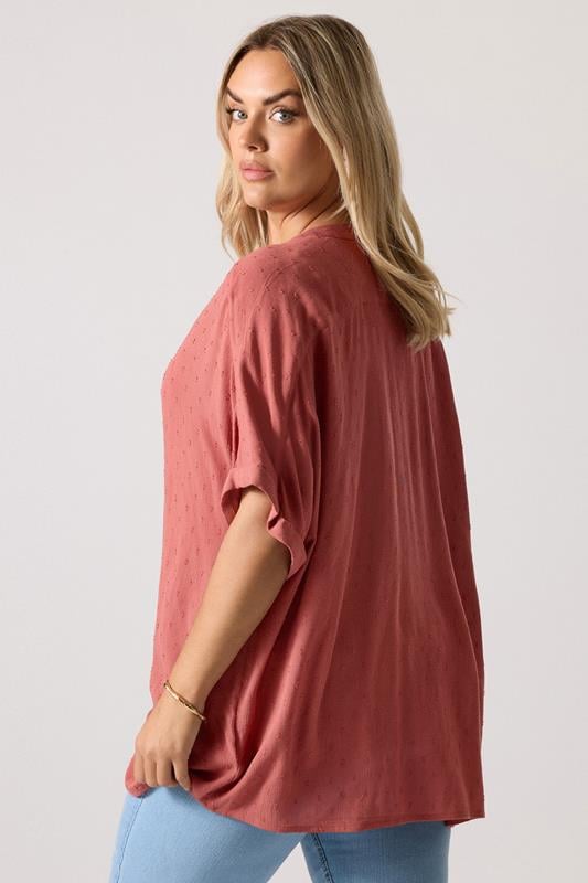 Evans YOURS Curve Rust Orange Textured Dobby Blouse