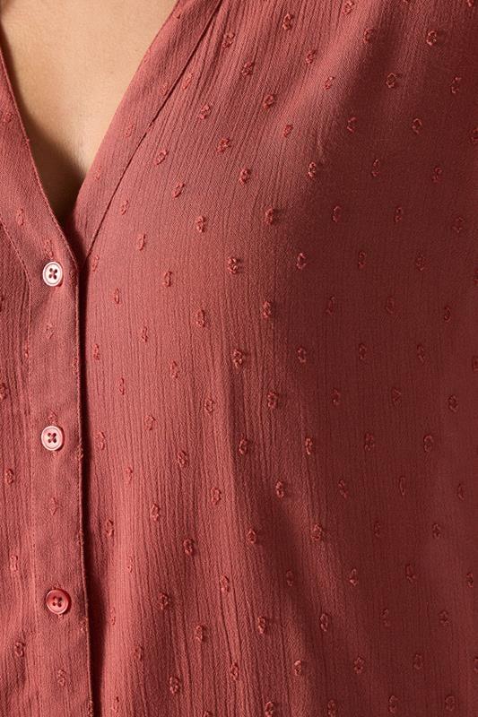 Evans YOURS Curve Rust Orange Textured Dobby Blouse