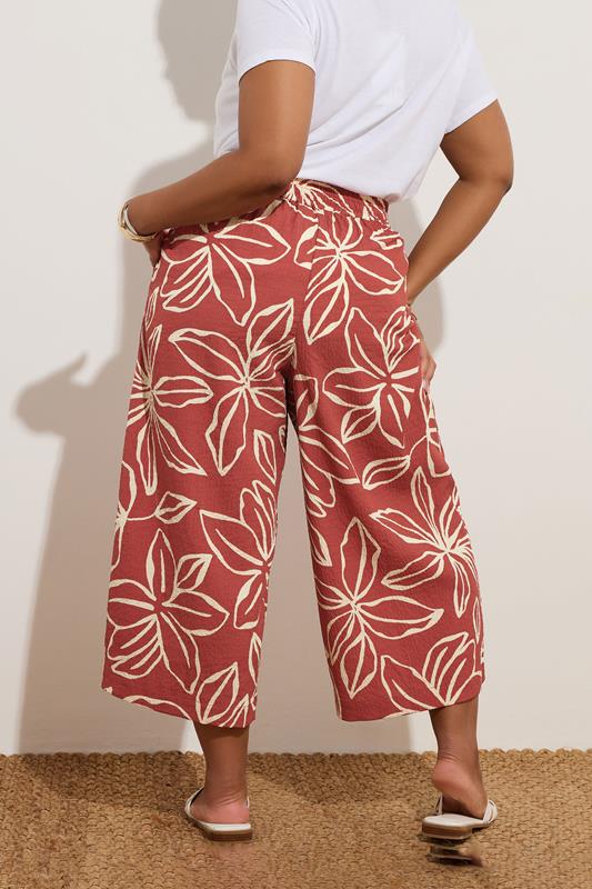 Evans YOURS Curve Rust Orange Textured Floral Midaxi Culottes