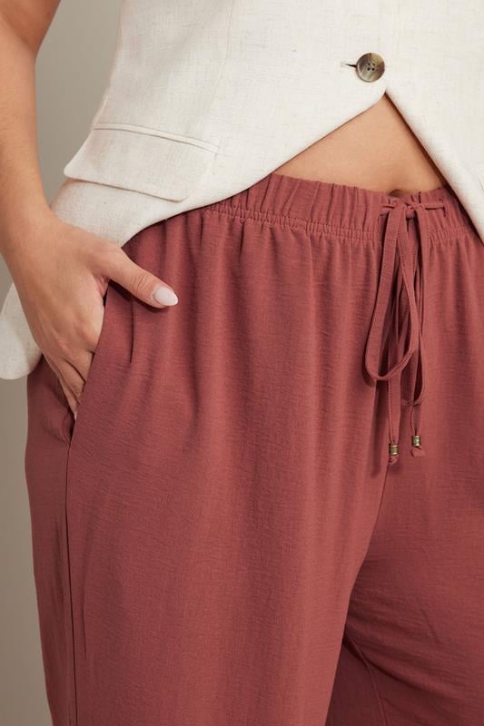 Evans YOURS Curve Rust Orange Twill Wide Leg Trousers