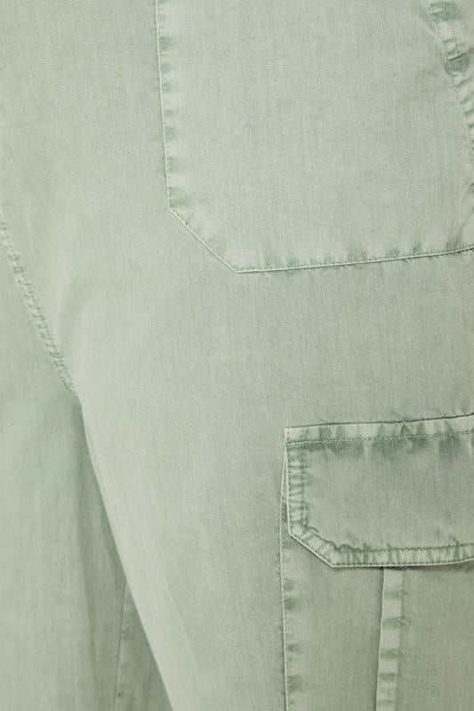Evans YOURS Curve Sage Green Cotton Cropped Cargo Trousers