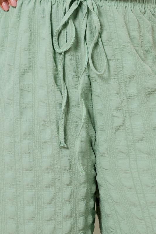 Evans YOURS Curve Sage Green Textured Tie Waist Culottes