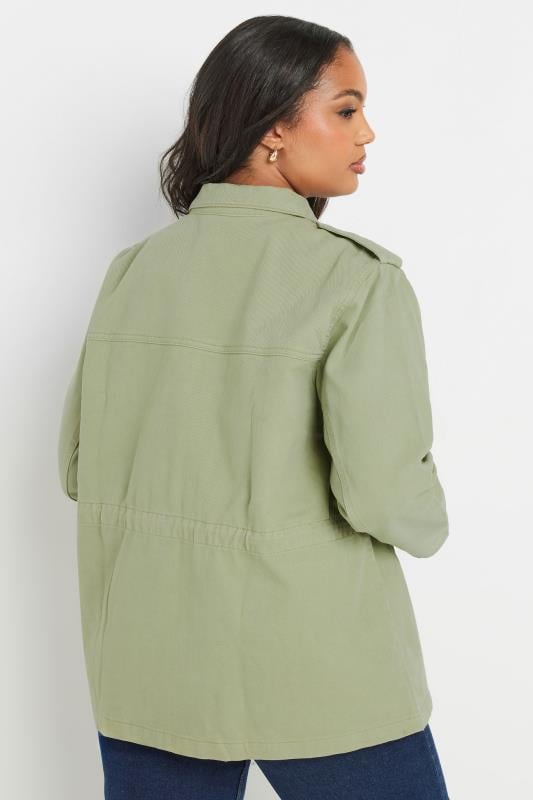 Evans YOURS Curve Sage Green Utility Style Denim Jacket