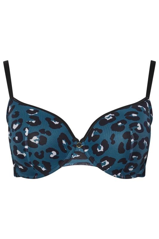 Evans YOURS Curve Teal Blue Animal Print Mesh T-Shirt Bra