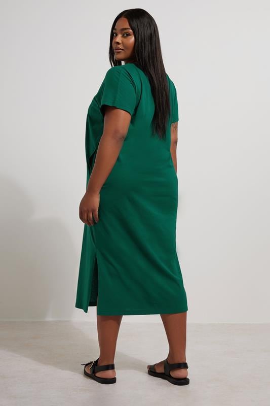 Evans YOURS Curve Teal Green Grown On Sleeve Midi Dress