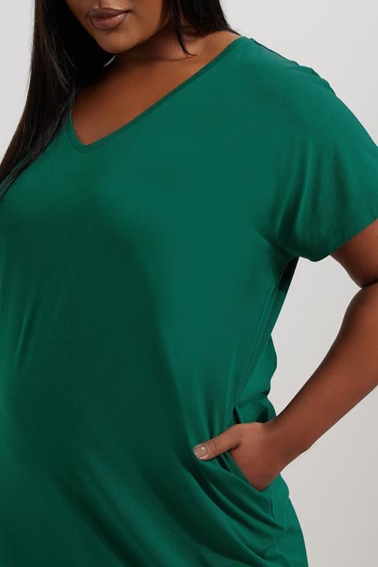 Evans YOURS Curve Teal Green Grown On Sleeve Midi Dress