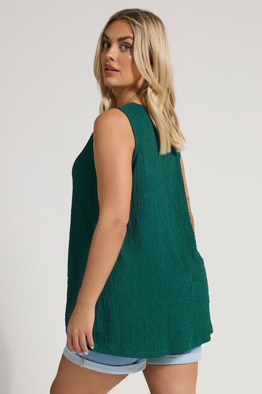 Evans YOURS Curve Teal Green Textured Swing Vest Top