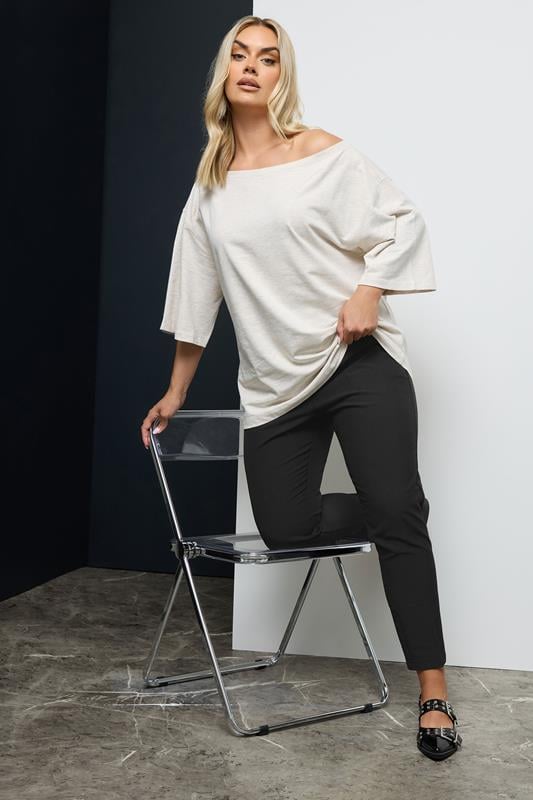 Evans YOURS Curve The Perfect Fit Black Elasticated Tapered Stretch Trousers