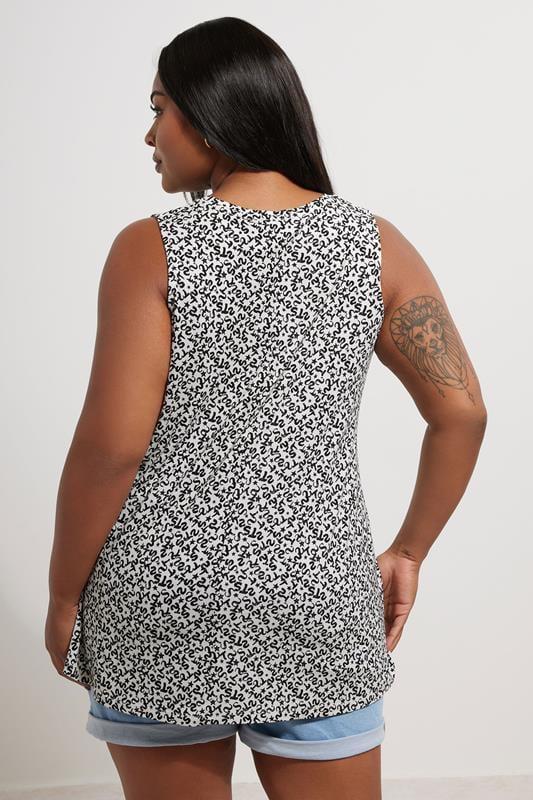 Evans YOURS Curve White Abstract Print Swing Vest Top