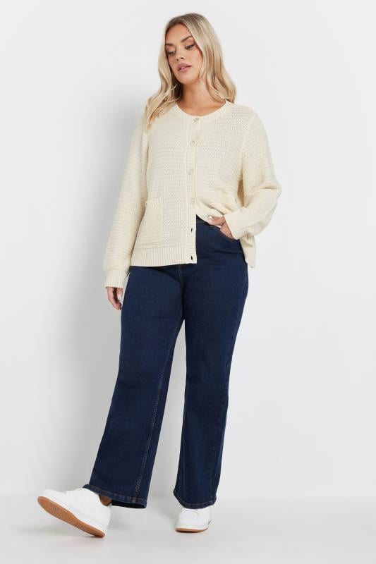 Evans YOURS Curve White Button Through Pocket Cardigan