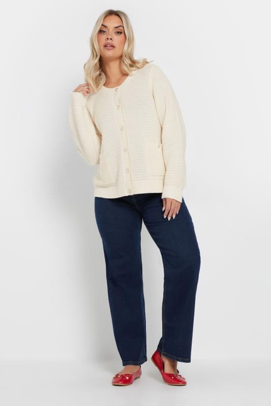 Evans YOURS Curve White Button Through Pocket Cardigan